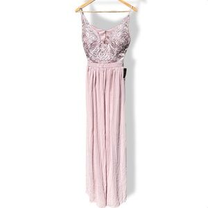 Pink floor length A-line gown